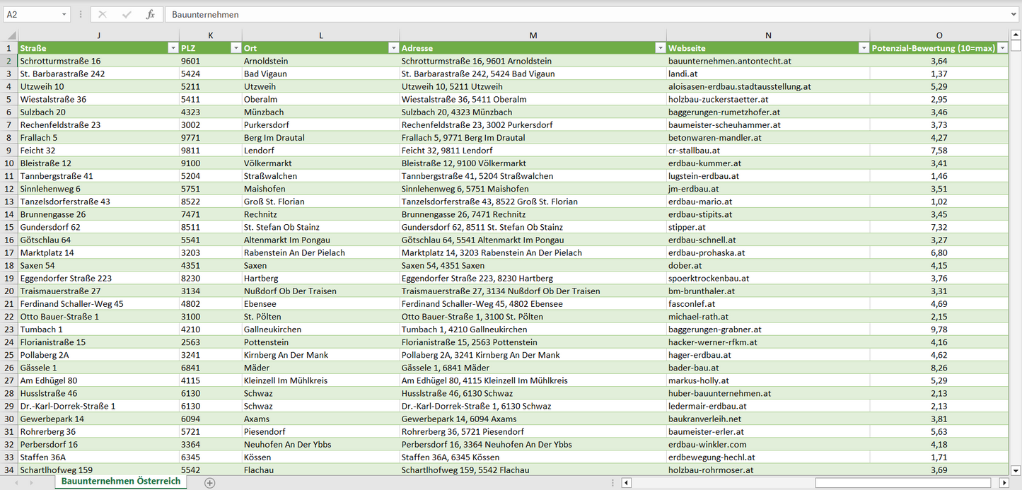 Weitere Vorschau der Liste mit den Bauunternehmen Adressen