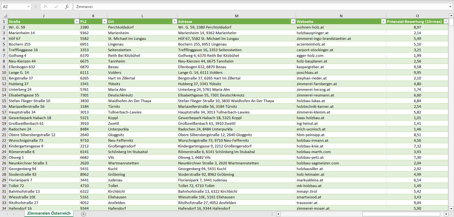 Weitere Vorschau der Liste mit den Zimmerei Adressen
