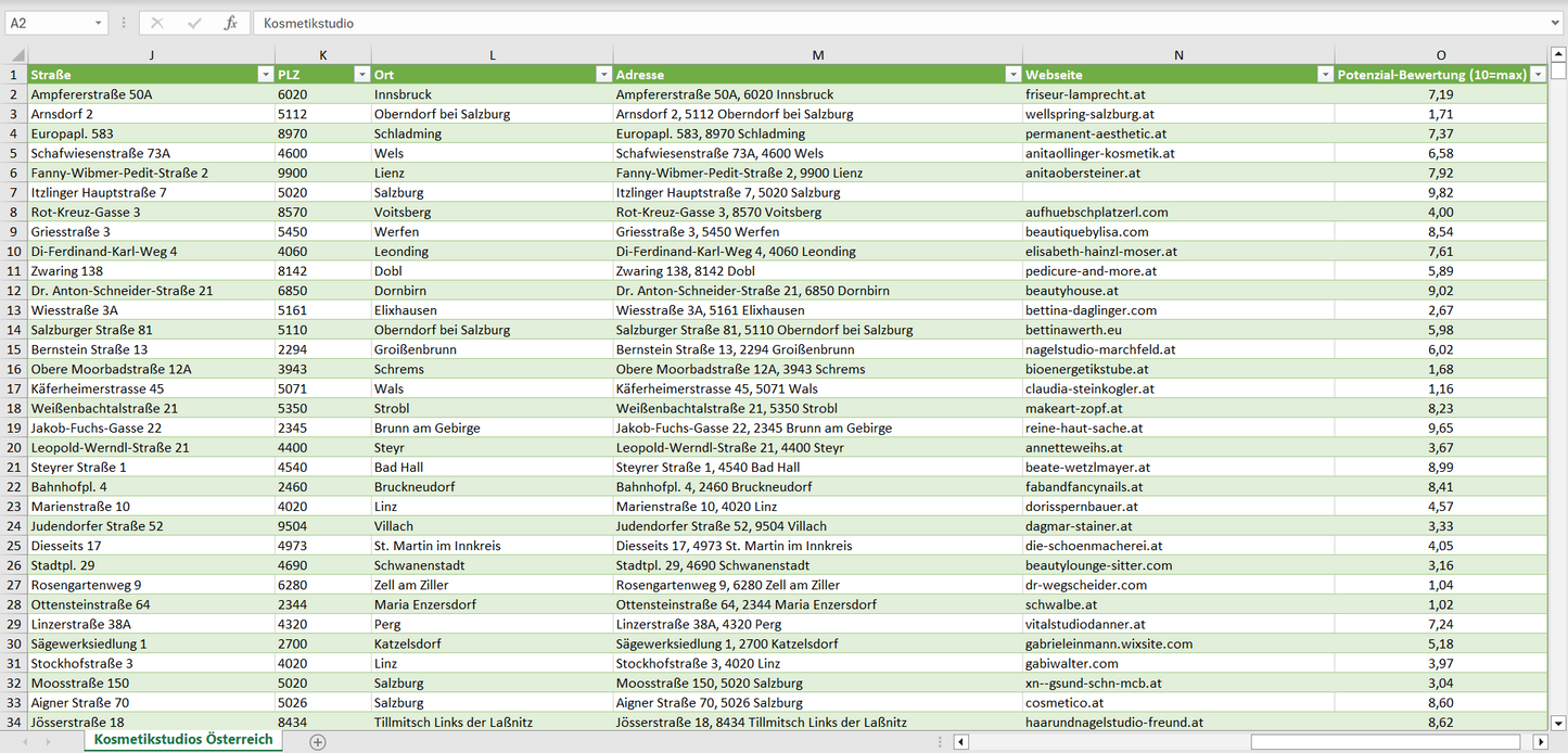 Weitere Vorschau der Liste mit den Kosmetikstudio Adressen